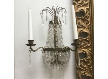 Pair Crystal Candle Sconces With Light Bulb