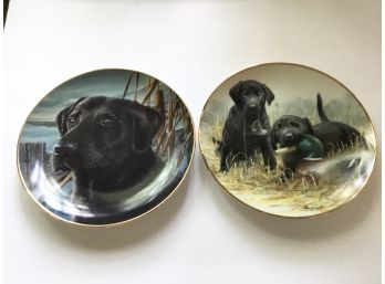 Black Retriever Dog Plates Franklin Mint