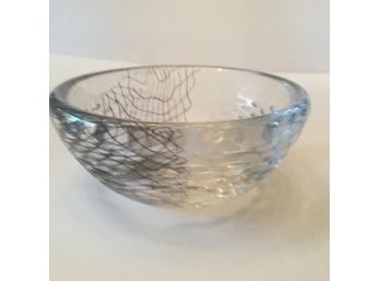 Small Crystal Bowl With Black Lines