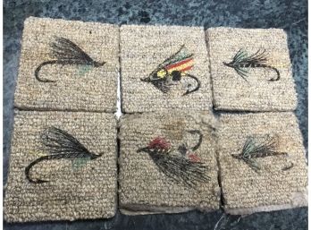 Hand Painted Fishing Lures Rug Coaster  Set Of 6