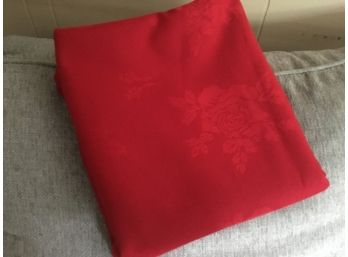 Red Tablecloth With Rose Design