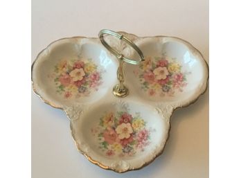 Royal Crown Staffordshire England Candy Dish With Handle