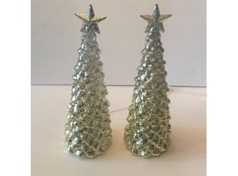 Pair Of  Hallow Christmas Trees Battery Operated