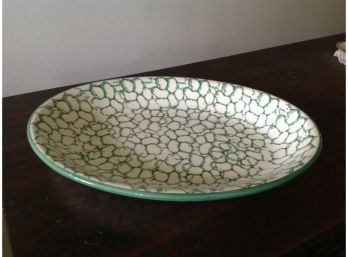 Roma, Inc. Green & White Platter Handpainted In Italy