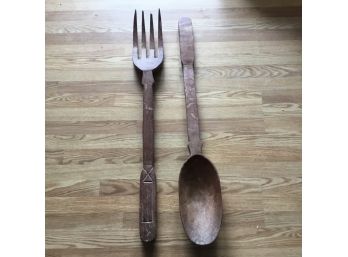 Giant Custom Made Wood Fork & Spoon