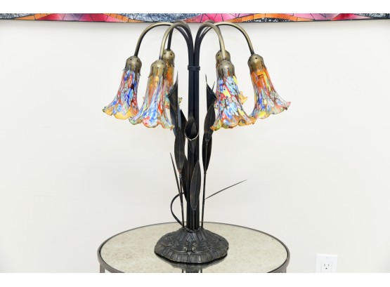 6 Light Multicolored Shade Pond Lily Lamp
