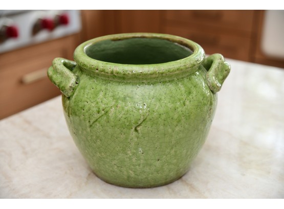 Dual Handle Ceramic Green Bean Pot