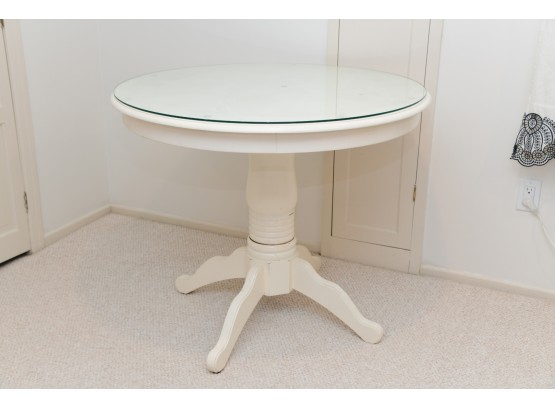Pier 1 Off White Round Pedestal Dining Table With Glass Top