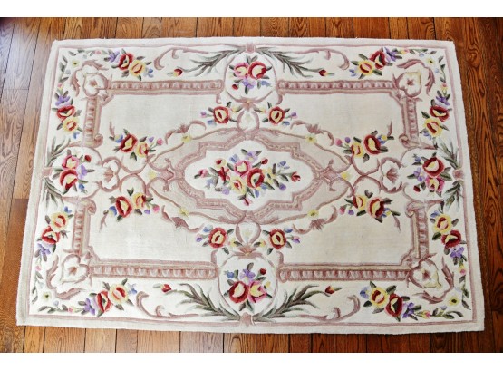 Royal Palace Ivory White Hand Made Wool Rug 'Special Edition Savonnerie'