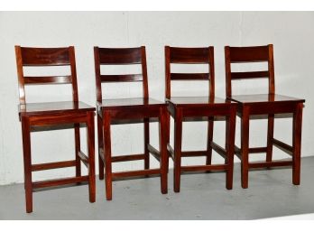 Set Of 4 Crate & Barrel Counter Height Mahagony Finish Chairs