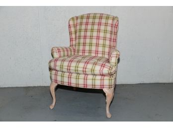 Wingback Plaid Upholstered Arm Chair