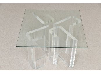Customizeable Lucite Table With Glass Top