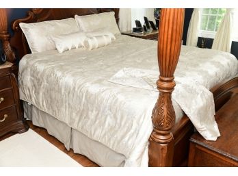 Waterford Bed Spread With King Size Accent Pillows & 84' Rod Pocket Drape Poles