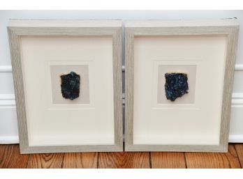 Pair Of Crystaline Formations In Shadow Box Frames