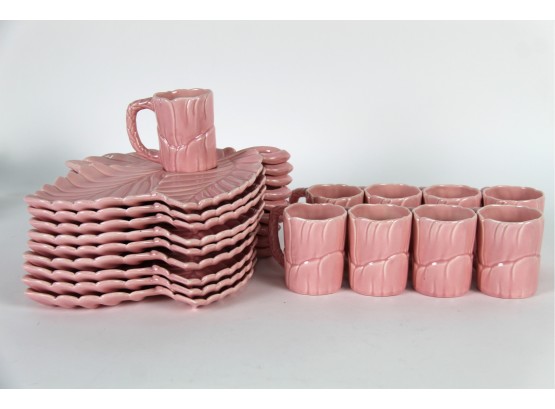 Carole Stupell Pink Leaf Tea Set For 9