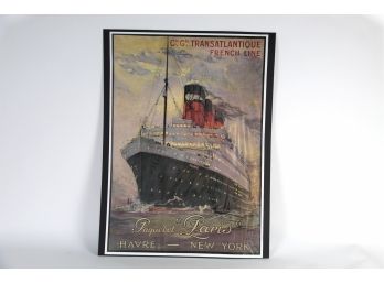 Vintage Unframed Poster Board - 'Transatlantique French Line'