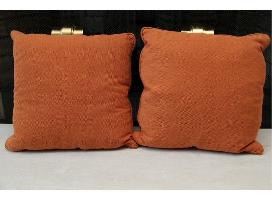 A Pair Of Burnt Orange 18 X 18 Throw Pillows