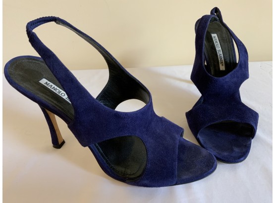 Manolo Blahnik Purple Suede Shoes Size 38.5