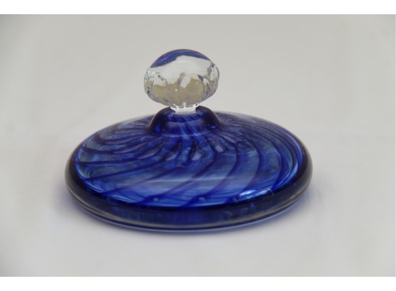 A Blue Swirl Perfume Atomizer Etched Signed
