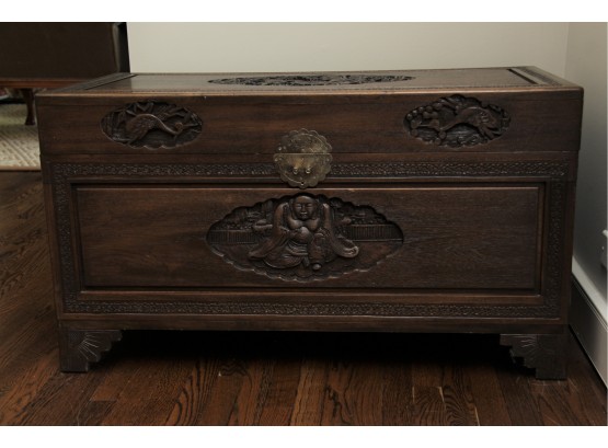 An Asian Carved Wedding Trunk