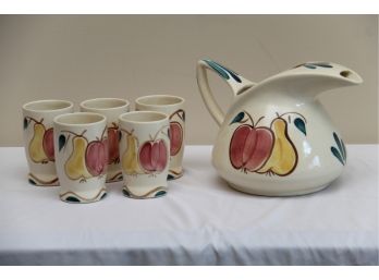 Purinton Pottery Pitcher With Matching Cups