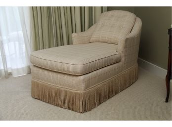 Chaise Lounge With Tufted Pillow And Tasseled Skirt