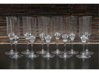 A Set Of 11 Baccarat Capri Crystal Champagne Glasses