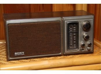 A Vintage Sony Wood Grain Radio