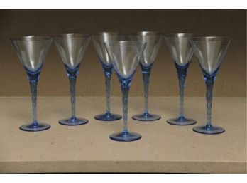 A Collection Of 7 Venetian Glass Twisted Stem Champagne Glasses