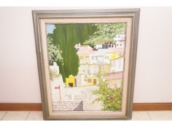 Oil On Board 'town' Painting Signed Al Samue