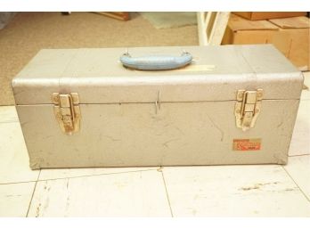 Vintage Metal Tool Box With Assorted Hand Tools