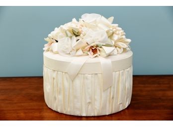 A Cream Floral Ribboned Decorative Box