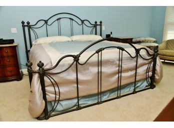 A Wesley Adam Black Hollow Metal King Bed Frame With Head And Foot Board