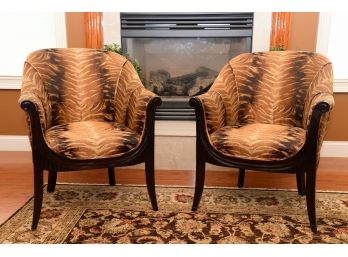 A Pair Of Kravet Furniture Hampton Tiger Striped Armchairs