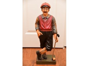 Painted Resin Golfer Statue READ