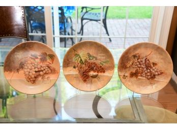 A Trio Of Tamsan Designs Decorative Plates With Wine Motifs