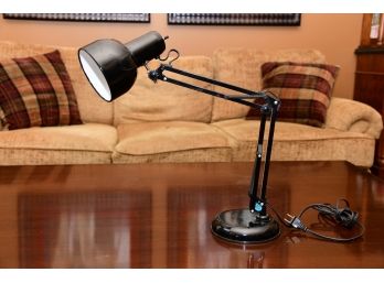 A Black Metal Adjustable Swing Arm Desk Lamp (tested And Works)