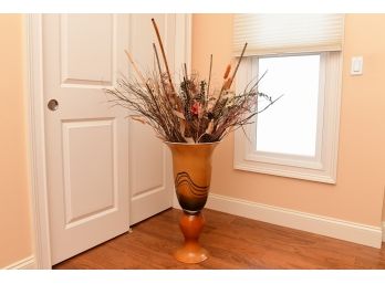 A Floor Vase With Dried Decor