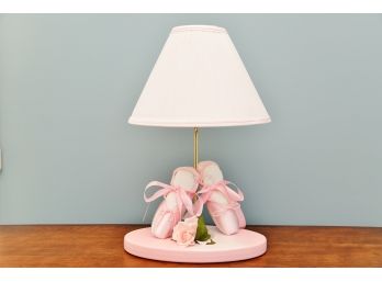 A Pink Ballet And Rose Baby Lamp (tested And Works)