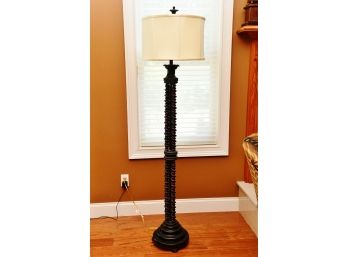 A 3 Way Switch Painted Wooden Triple Spiral Floor Lamp
