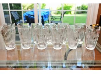 12 Tall Ribbed Drinking Glasses