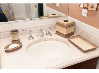 Brunswick Faux Natural Marble And Stone Matching Bathroom Set