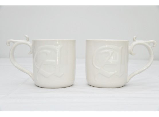 Pair Of Monogrammed Pottery Barn Mugs