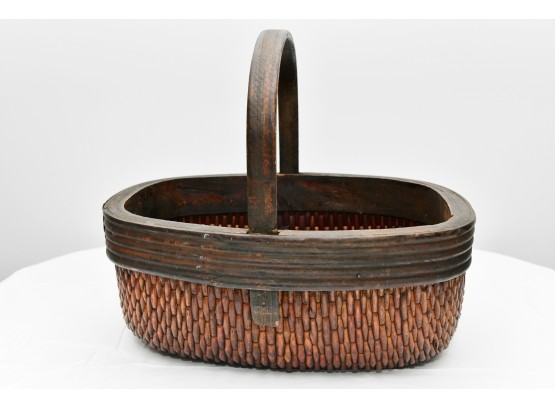 Handmade Weaved Reed Gathering Basket