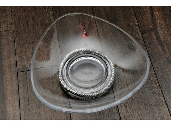 Nambe Glass Bowl With Metal Base