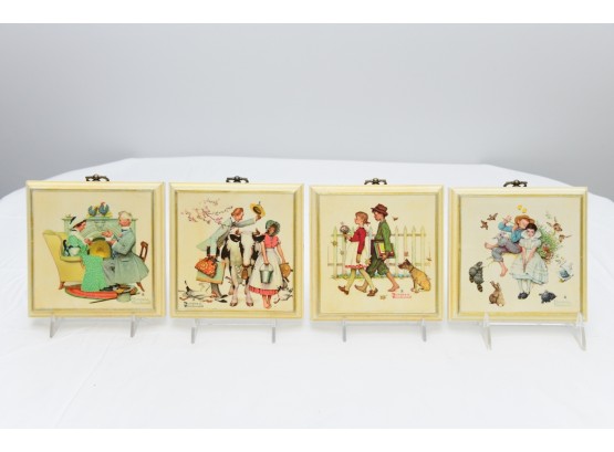 Set Of 4 Norman Rockwell Wall Plaques - READ