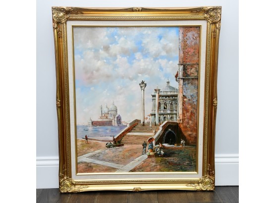 Venice Staircase Framed Paint On Canvas Signed