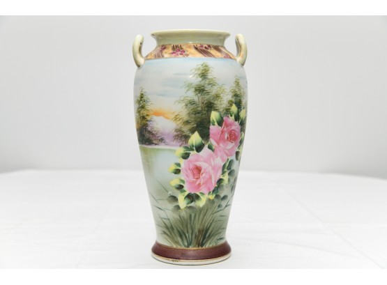 Dual Handled Vase In The Style Of Nippon
