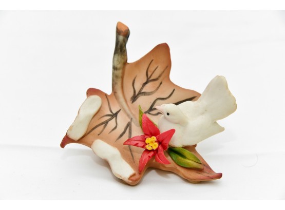 Capodiamonte Bird And Leaf Figurine