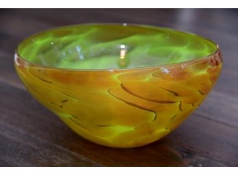 Colorful Glass Bowl Signed
